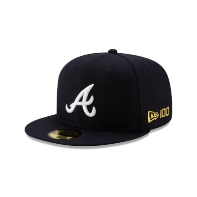 Black Atlanta Braves Hat - New Era MLB Team Color 59FIFTY Fitted Caps USA6201587